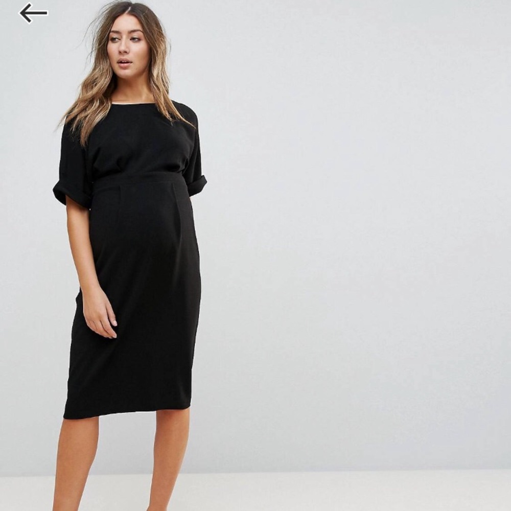 Topshop Maternity smart woven Black v back dress